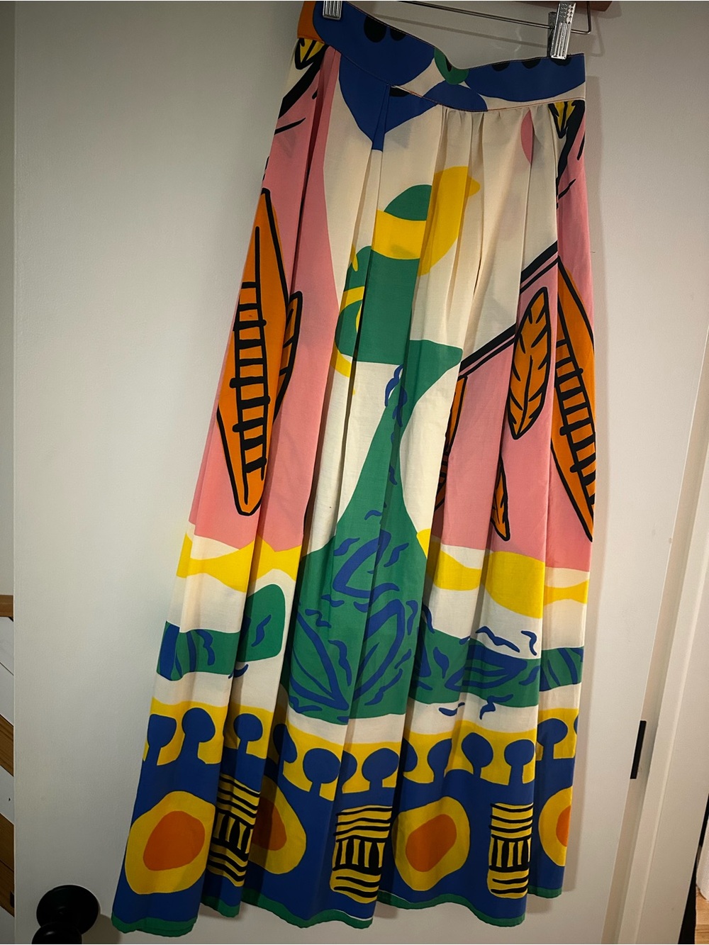 Zara Bold Multicolor Graphic Maxi Skirt - Pink, Blue, Green, Yellow, Cream